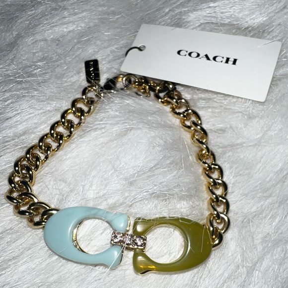 COACH Signature C Chain Link Bracelet CI963 Gold Resin • New - Picture 8 of 13